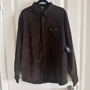 Volcom Dark Brown Casual Button Down Shirt